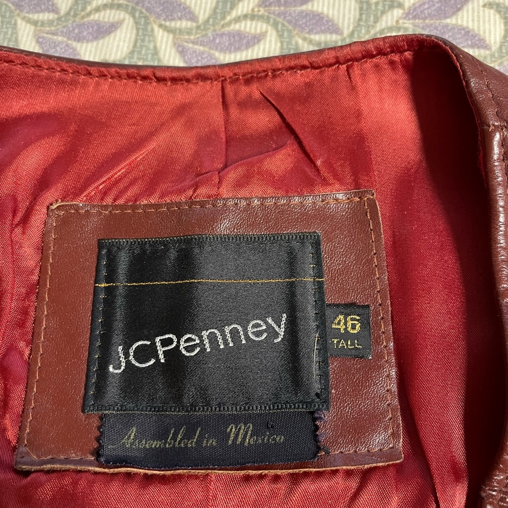Vintage Men's Leather Vest (Wine) JcPenney 46 TALL - Picture 3 of 15